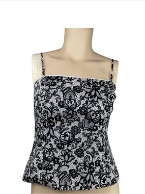 White House Black Market Floral Corset Sleeveless Top Blouse Size 14